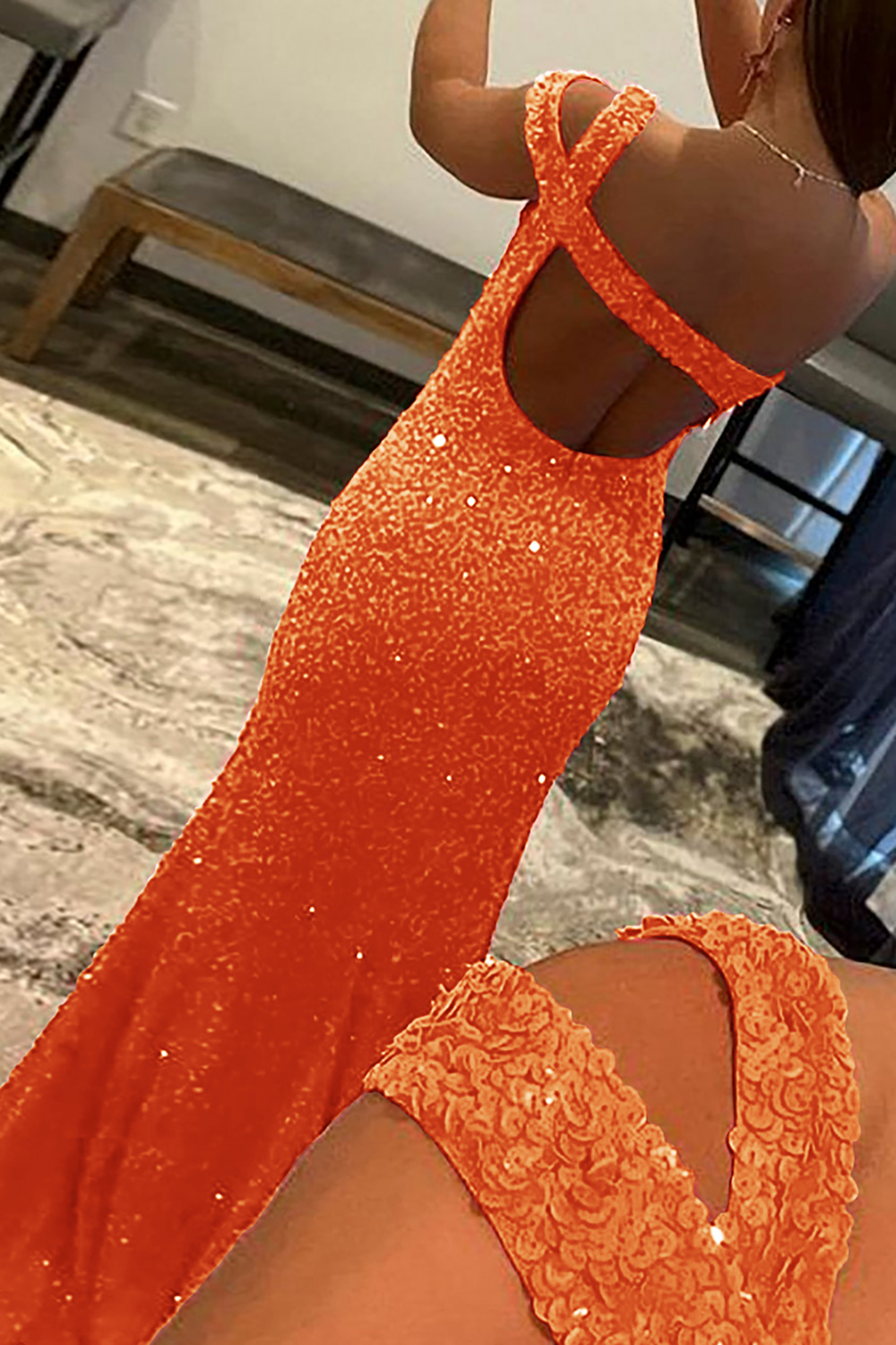 Sequined One-Shoulder Prom Dress in Fuchsia