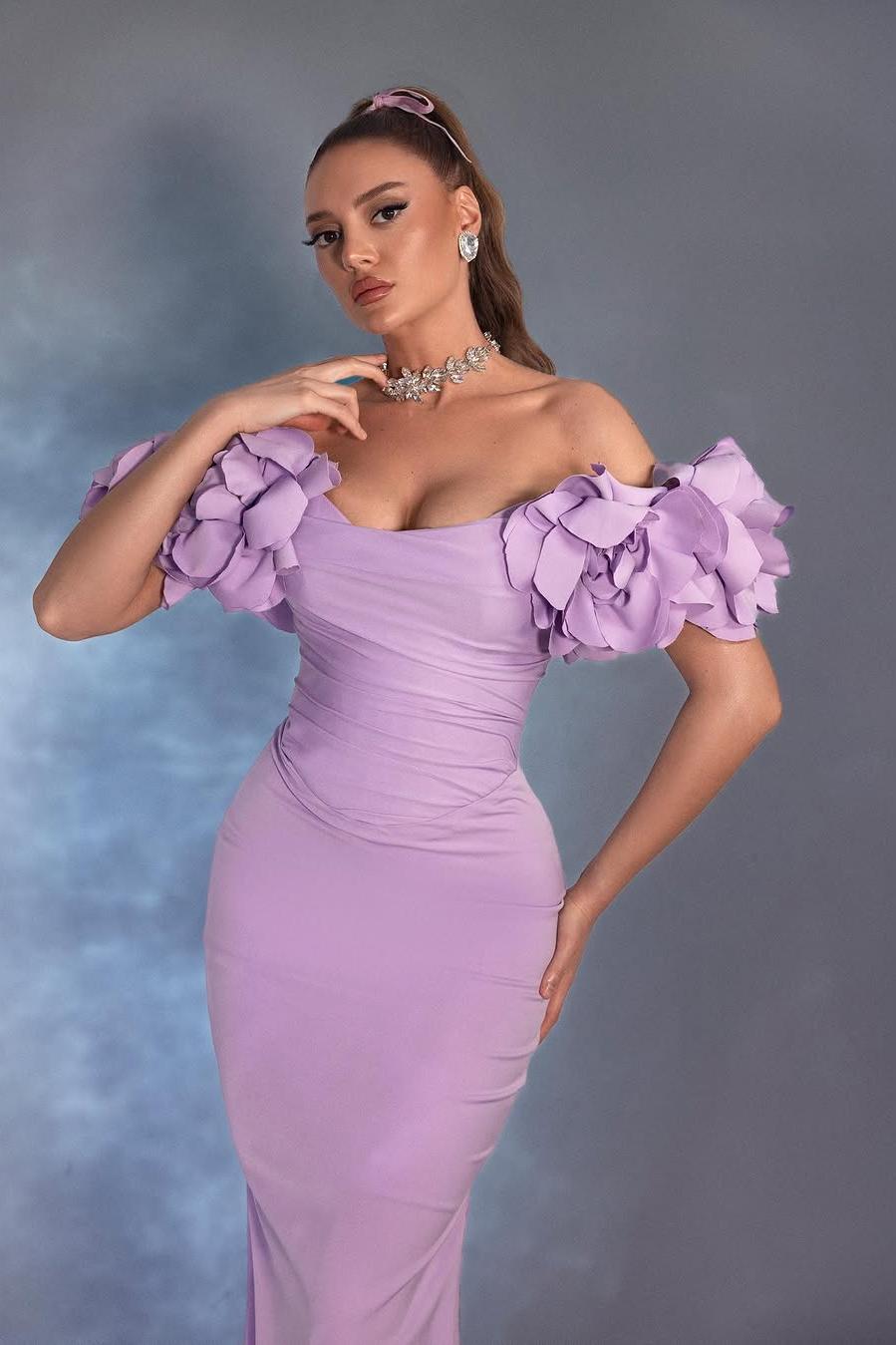 Off the Shoulder Sleeveless Long Mermaid Formal Dress With Pleated