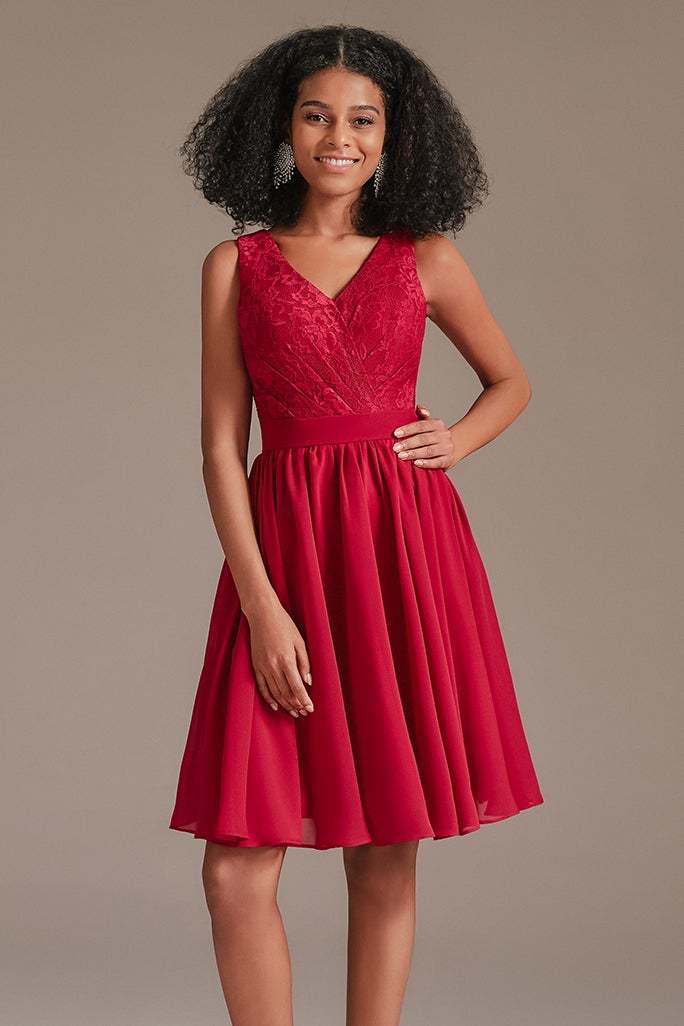 Red Lace Junior Bridesmaid Dress