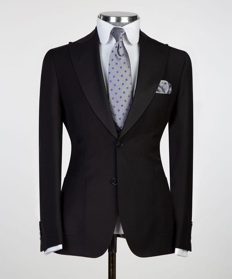 Newest Black Duncan Two-Button Peaked Lapel Men's Suits for Business