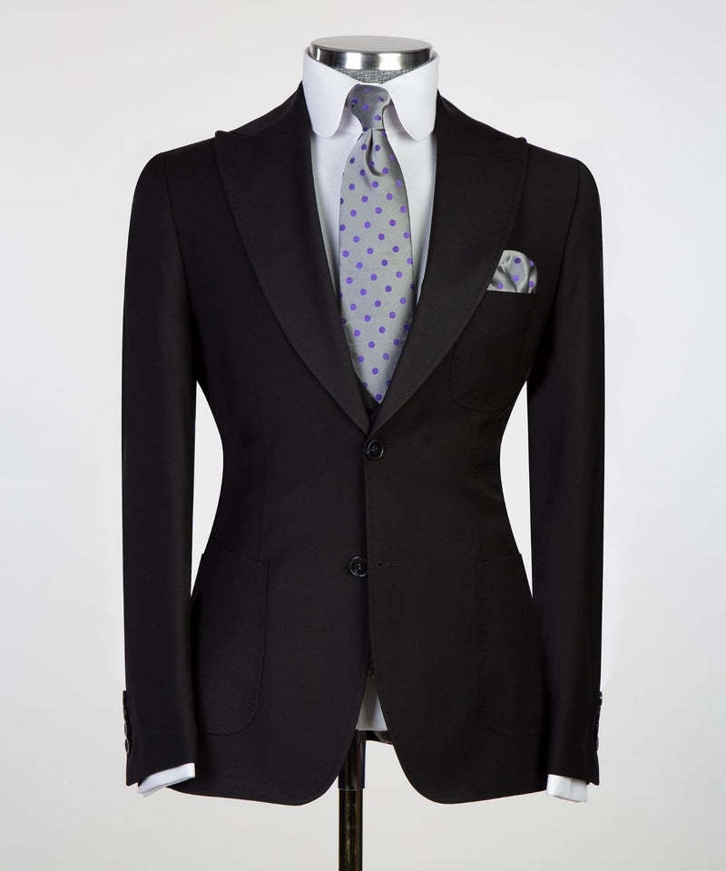 Newest Black Duncan Two-Button Peaked Lapel Men's Suits for Business