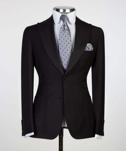 Newest Black Duncan Two-Button Peaked Lapel Men's Suits for Business