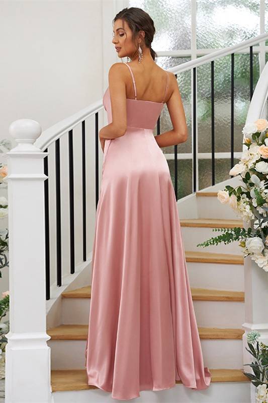 V-Neck Bridesmaid Dress with Split