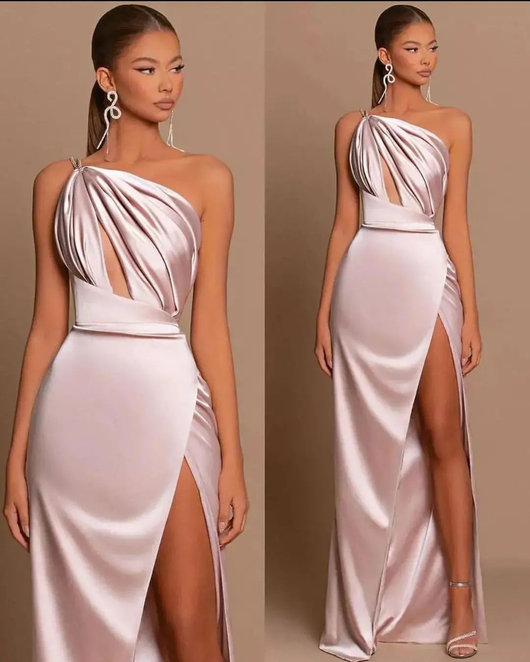 Chic Pink Sleeveless Evening Dress With Split