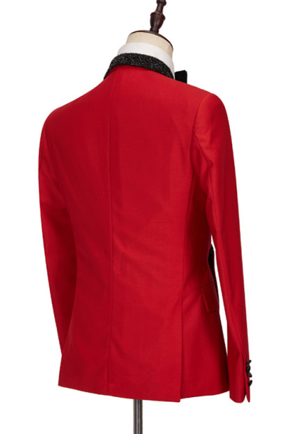 Fashion Slim Fit Axel Red Shawl Lapel Men's Suits for Men