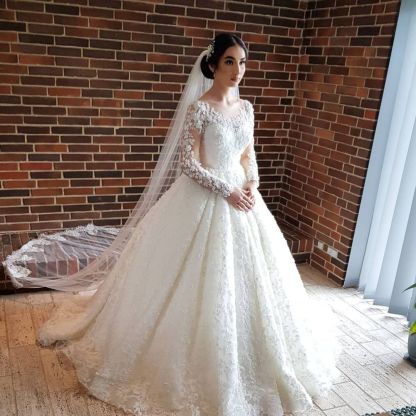 Glamorous Long Sleeves Lace Princess Wedding Dresses