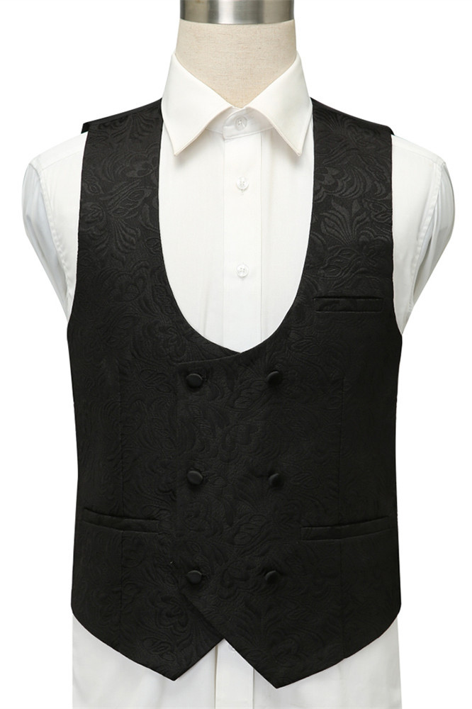 Classic Black Shawl Lapel Jacquard Wedding Suit for Men