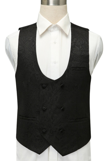 Classic Black Shawl Lapel Jacquard Wedding Suit for Men