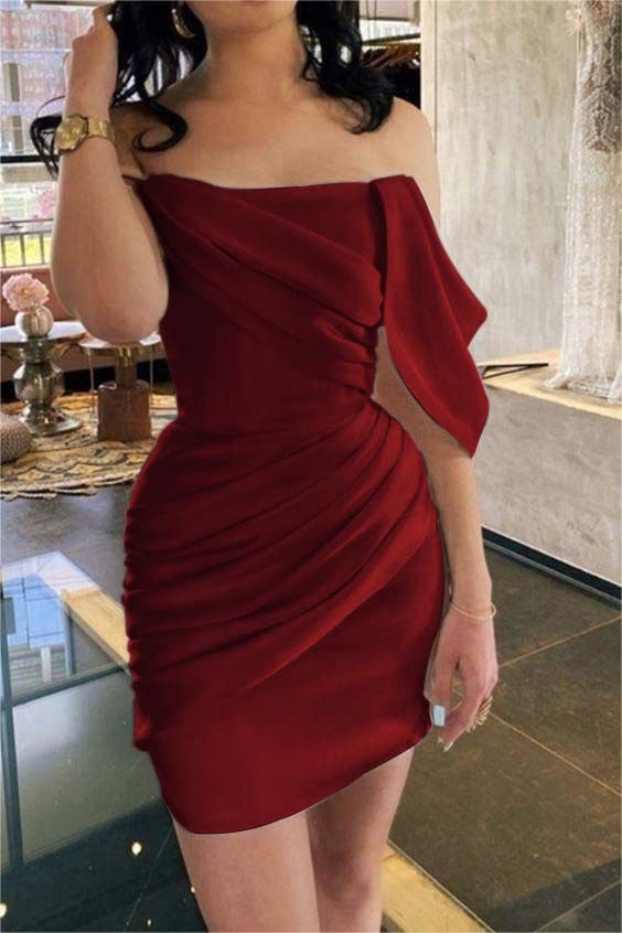 Elegant Strapless White Short Mini cocktail Dress With Pleats