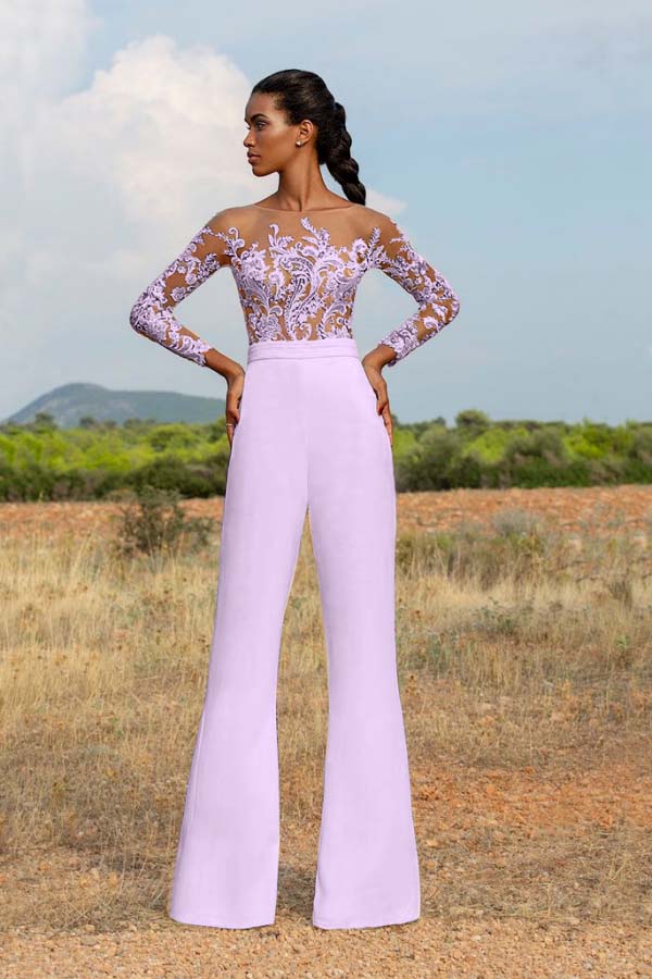 High-Grade White Embroidery Extraordinary Waist Slim Fit Party Jump Suit