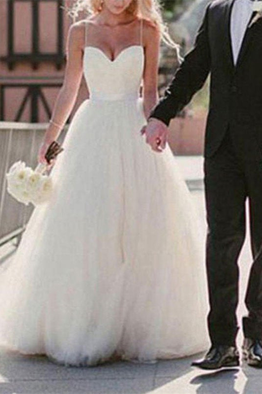 Wedding Dress Tulle Spaghetti-Straps