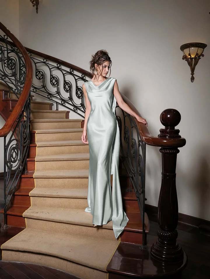 Charming V Neck Sleeveless Long Mermaid Formal Dress With Pleated