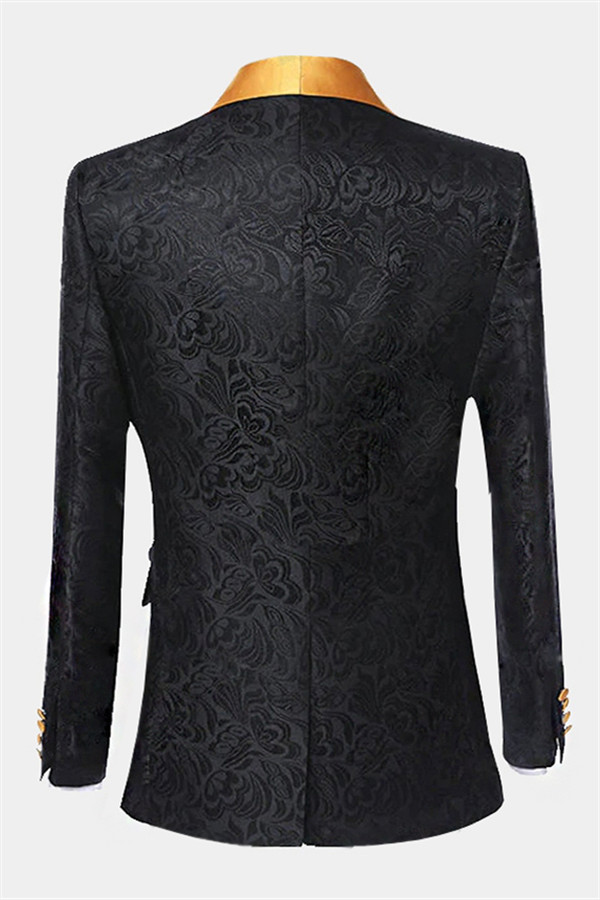 Stylish Black Two-Piece Groom and Groomsmen Suits with One Button