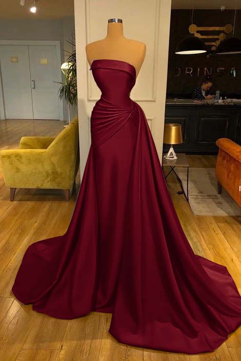 Strapless Elegant Baby Blue Mermaid Evening Dress Long With Ruffle