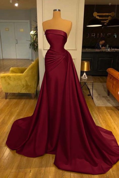 Strapless Elegant Baby Blue Mermaid Evening Dress Long With Ruffle