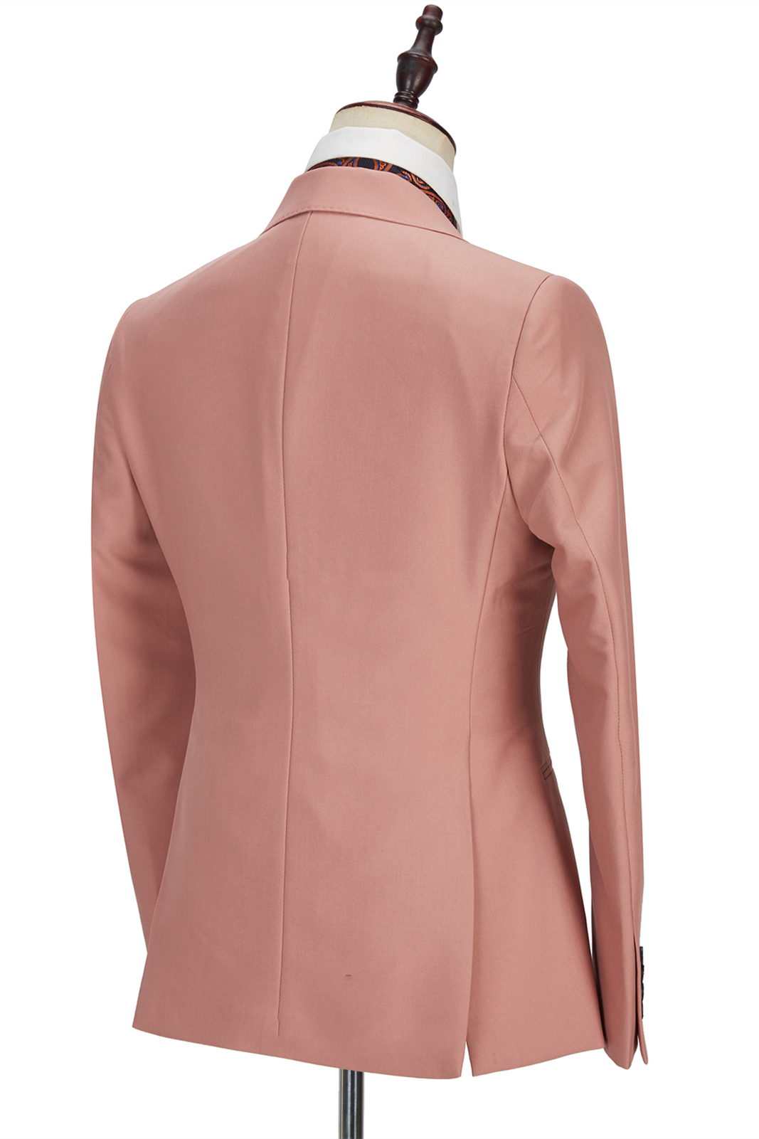 Stylish Ivan Coral Pink Three-Piece Two-Button Peak-Lapel Men's Suit