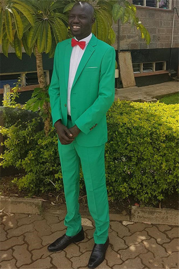Newest Elegant Green Formal Notched Lapel Business Prom Suit for Men