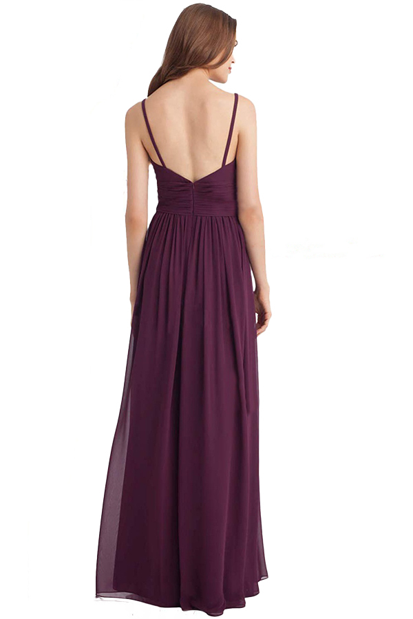 V-Neck Spaghetti-Straps Bridesmaid Dress