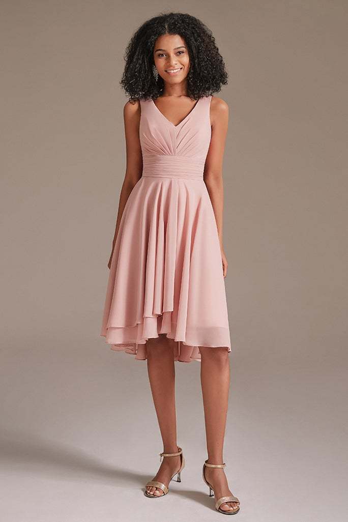Sleeveless Dusty Pink Short Bridesmaid Dress
