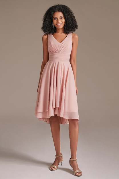 Sleeveless Dusty Pink Short Bridesmaid Dress