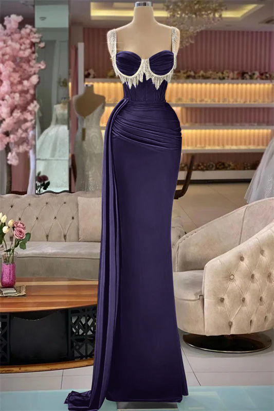 Gorgeous Straps Sleeveless Long Mermaid Evening Dress With Tassels