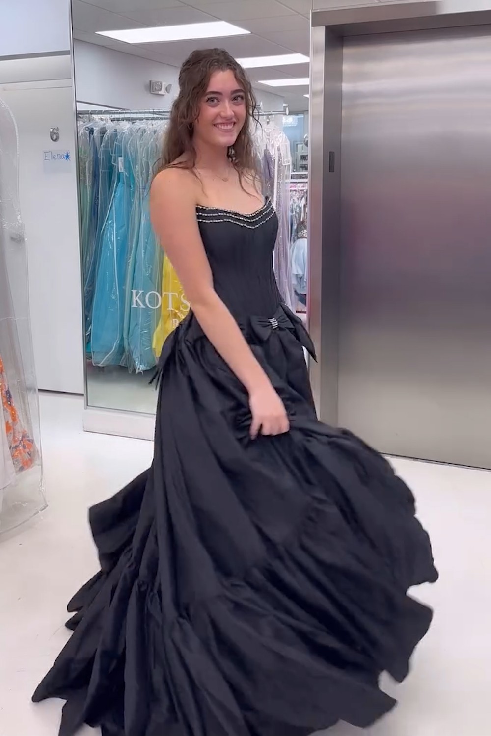 Long Satin A-Line Prom Corset Dress in Pink with Strapless Design and Bows