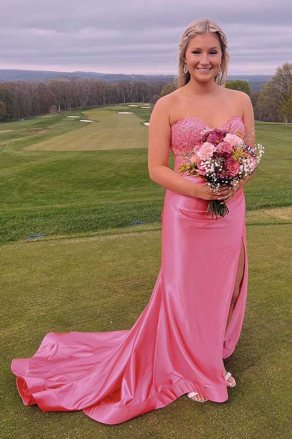 Long Sweetheart Corset Prom Dress in Royal Blue with Mermaid Silhouette and Appliques