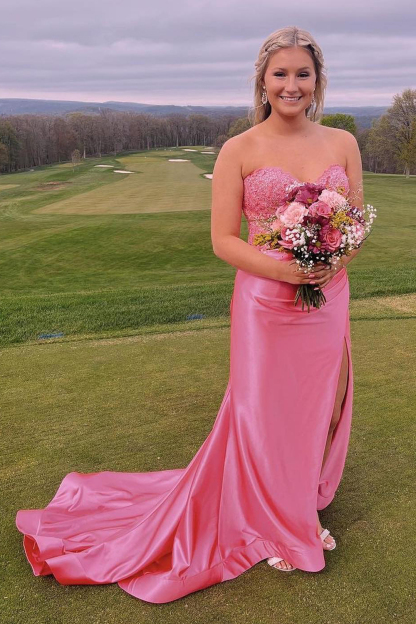 Long Sweetheart Corset Prom Dress in Royal Blue with Mermaid Silhouette and Appliques