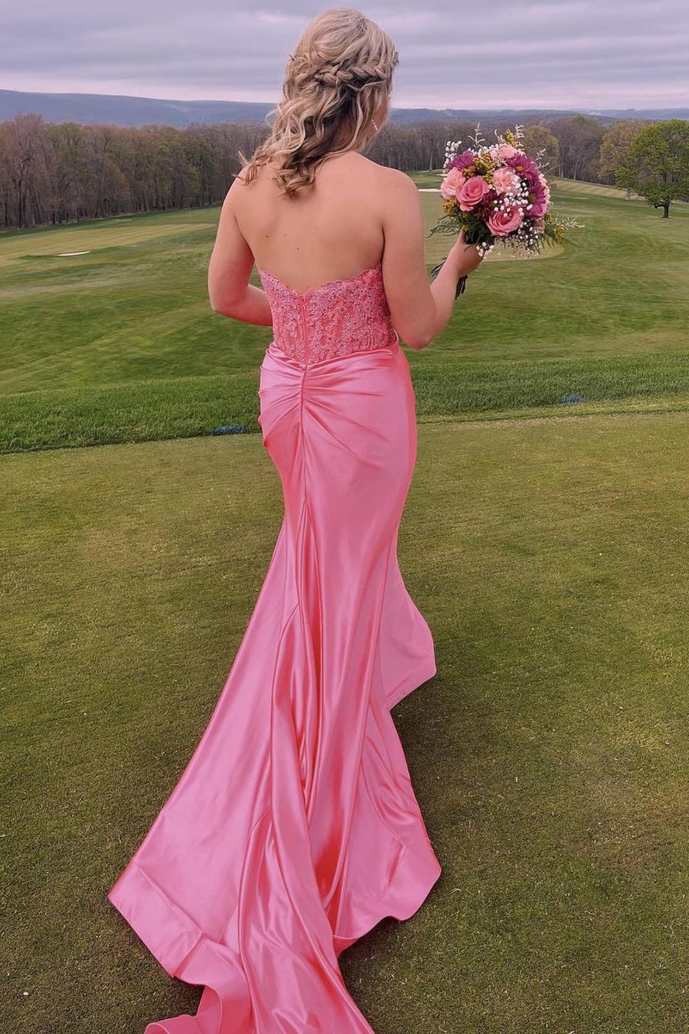 Long Sweetheart Corset Prom Dress in Royal Blue with Mermaid Silhouette and Appliques