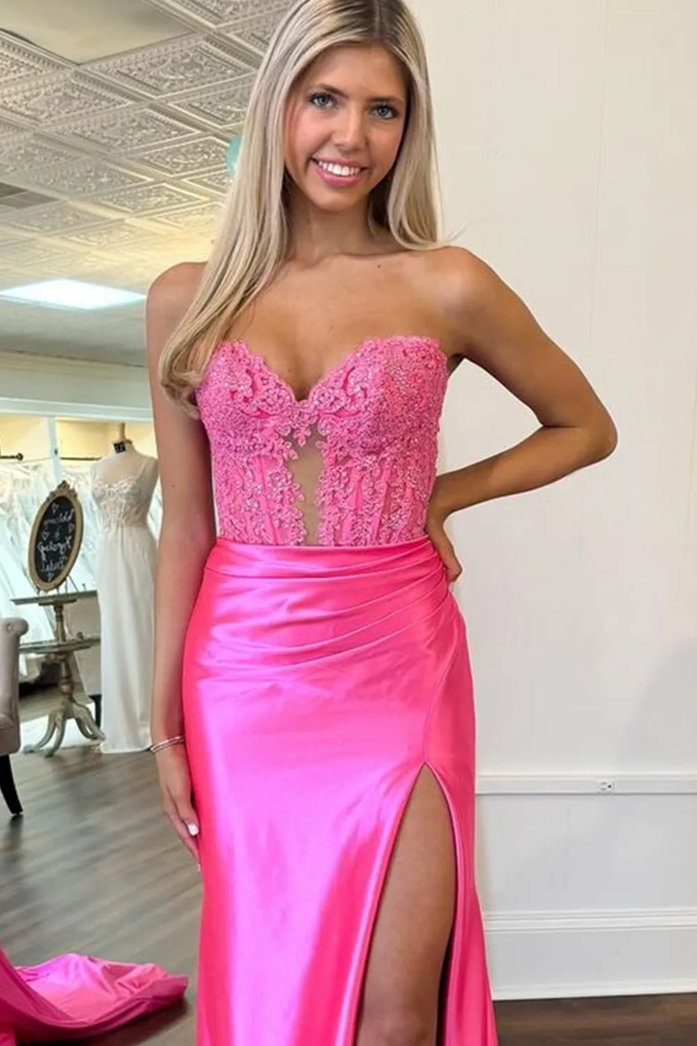 Long Sweetheart Corset Prom Dress in Royal Blue with Mermaid Silhouette and Appliques
