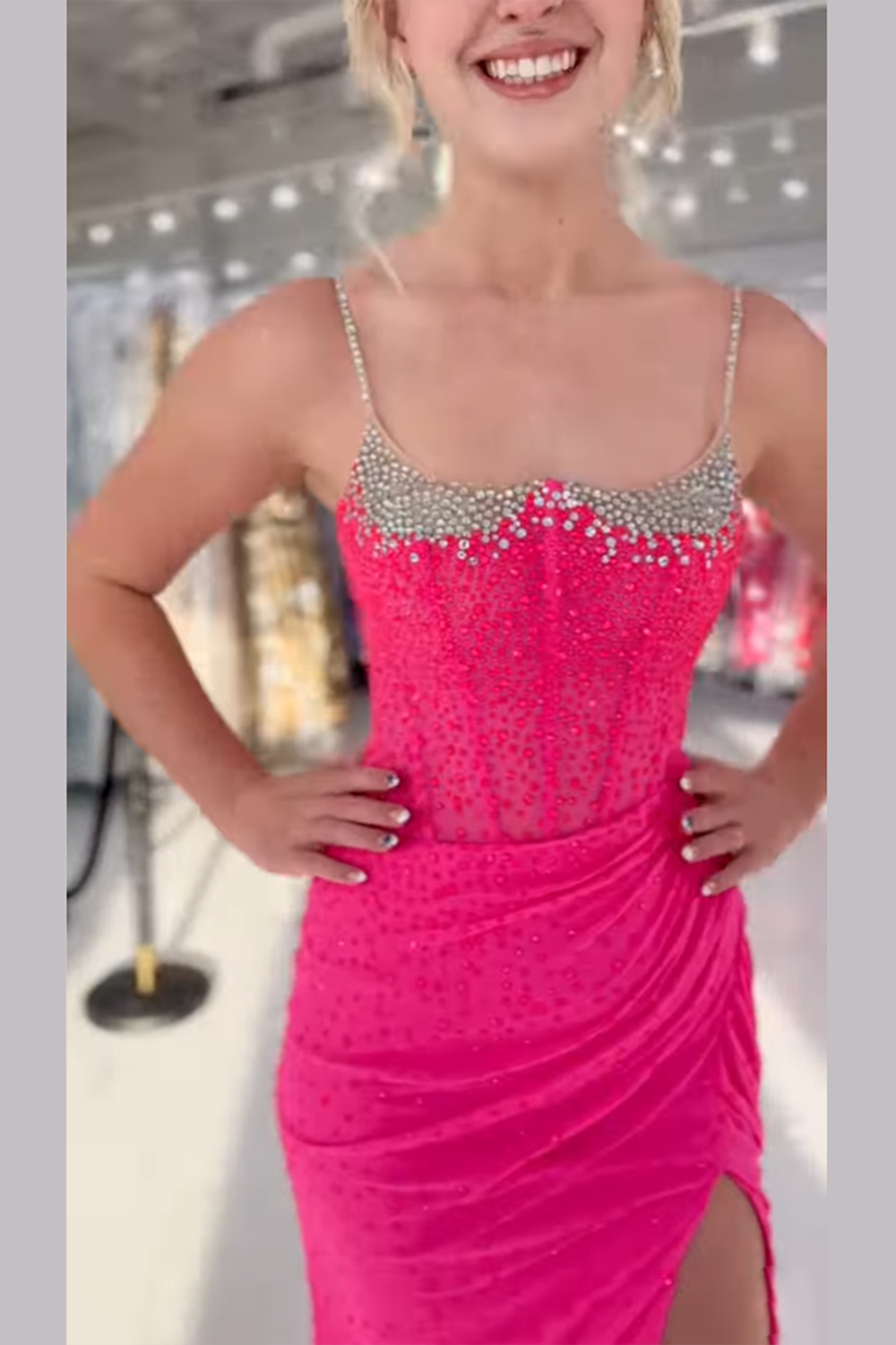 Long Mermaid Prom Dress with Dark Green Spaghetti Straps Beaded Corset and Slit