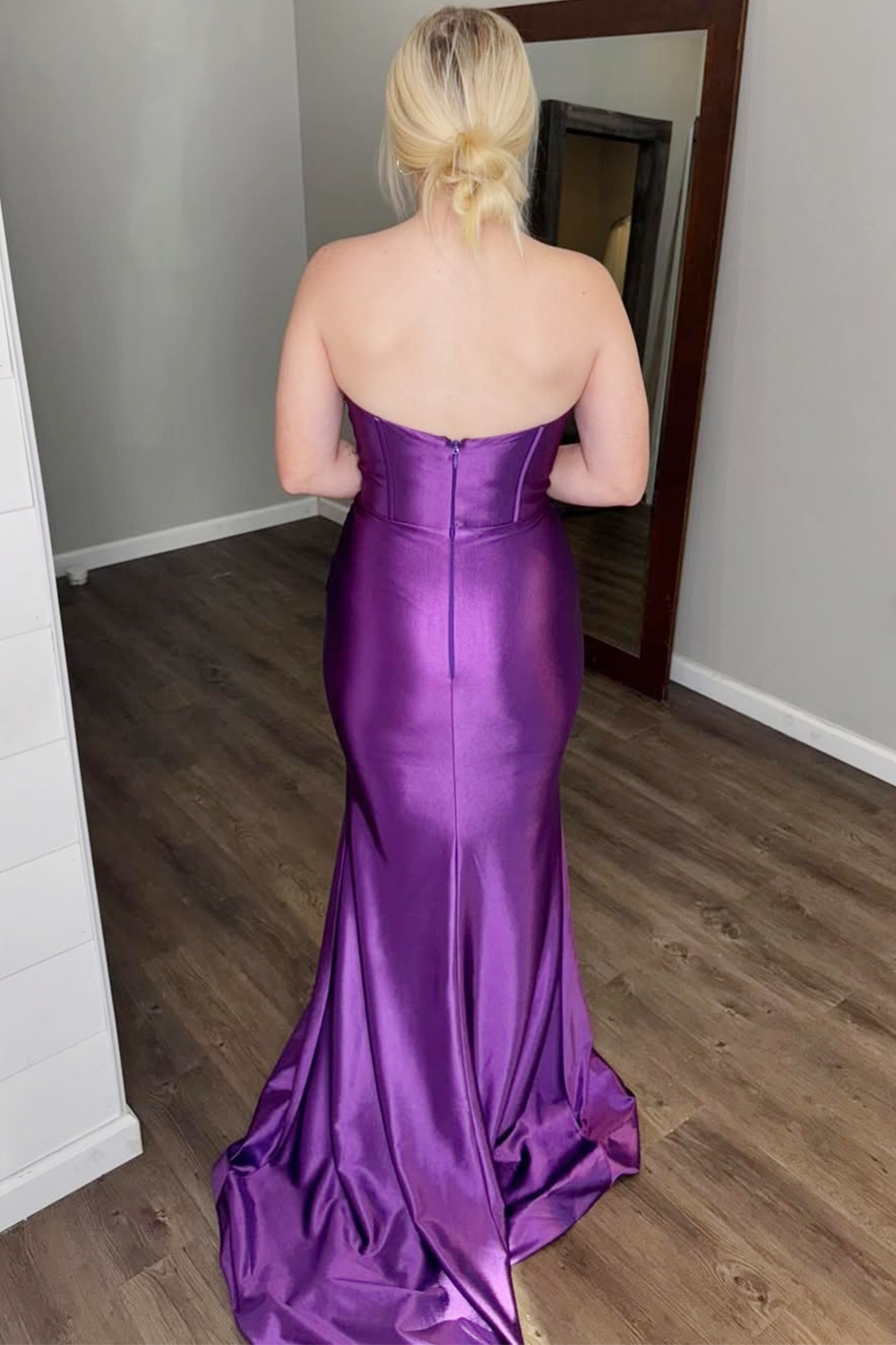 Long Dark Green Beaded Prom Dress with Sparkly Corset and Slit