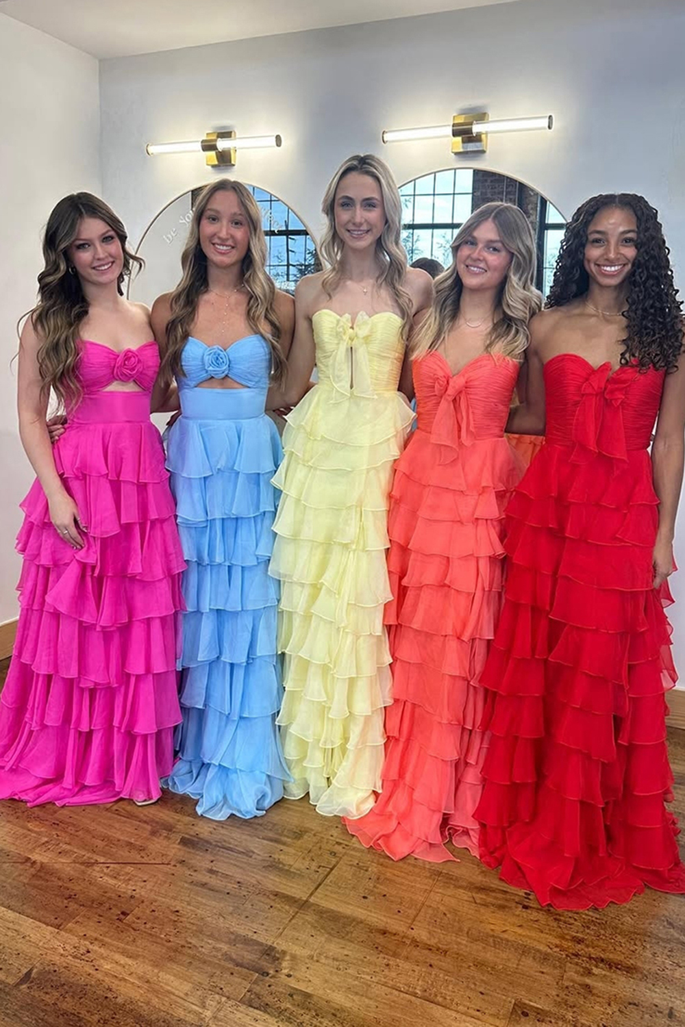 Sweetheart Coral Chiffon Long A-Line Prom Dress Featuring Ruffles and a Slit
