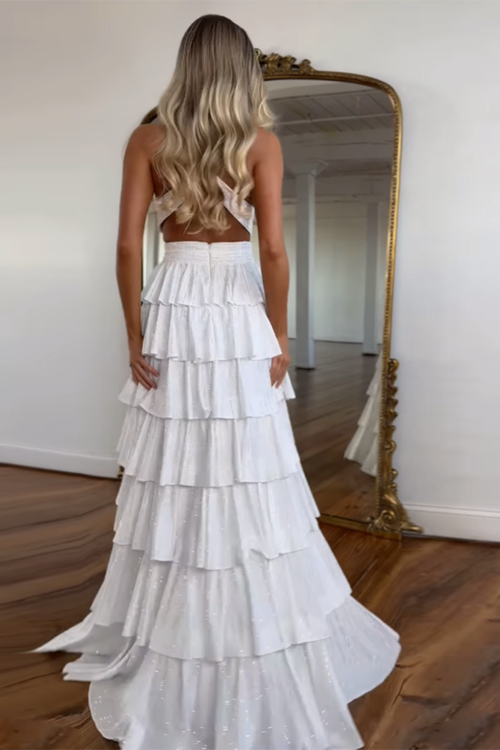 Beaded Emerald Green Prom Dress with Sparkly Corset and Tiered A-Line Slit