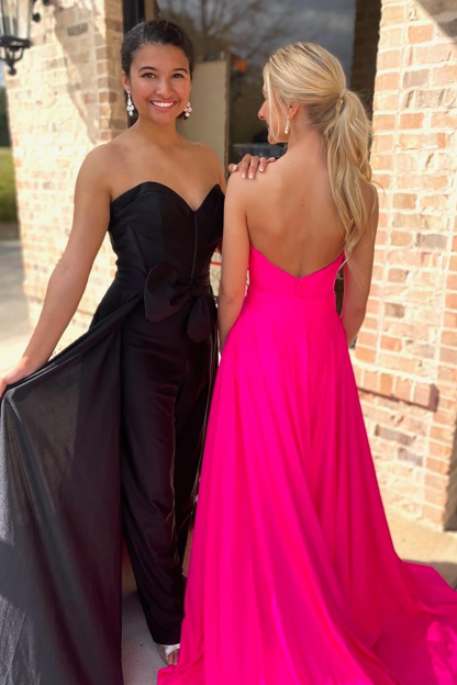 Prom Jumpsuits in Fuchsia with Sweetheart Corset and Bow