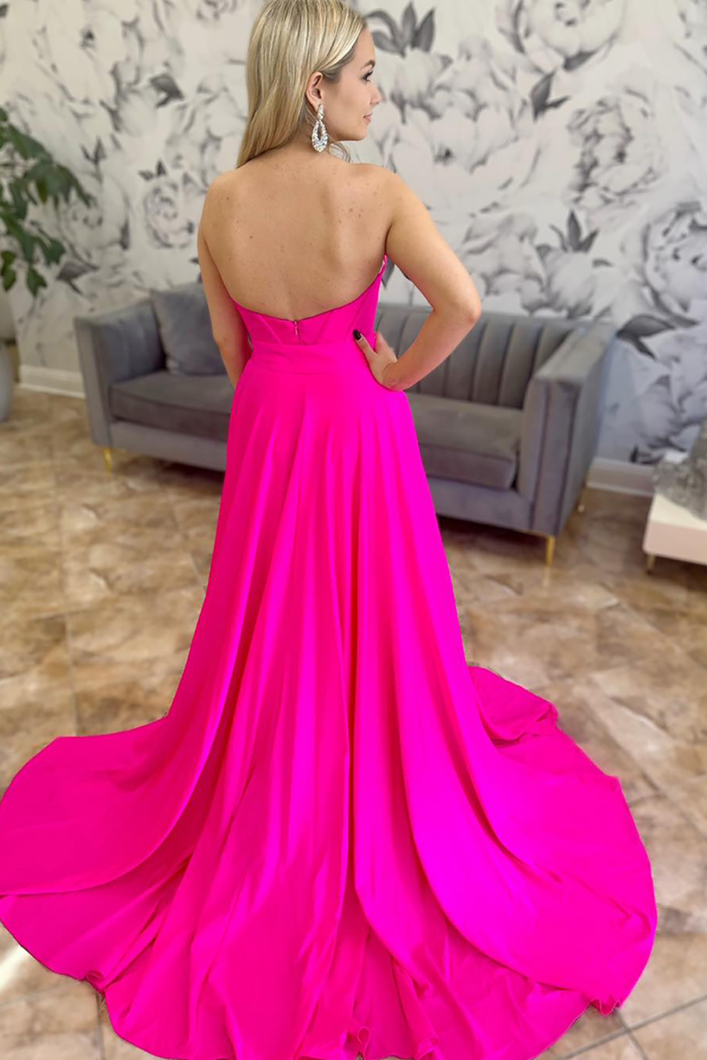 Prom Jumpsuits in Fuchsia with Sweetheart Corset and Bow