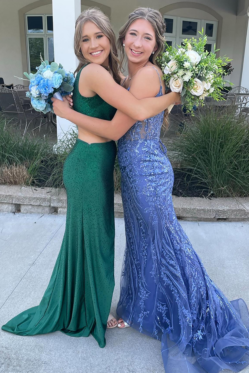 Long One-Shoulder Emerald Green Mermaid Prom Dress with Beaded Cut-Out and Slit