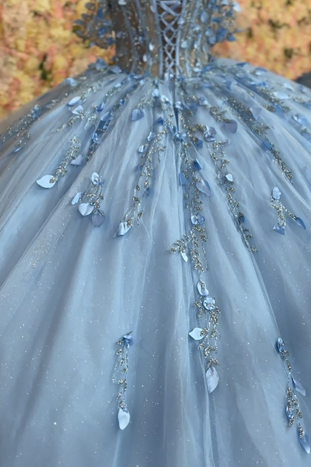 Princess Quinceanera Dress in Dusty Rose with Beaded Applique and Off-Shoulder Tulle Train