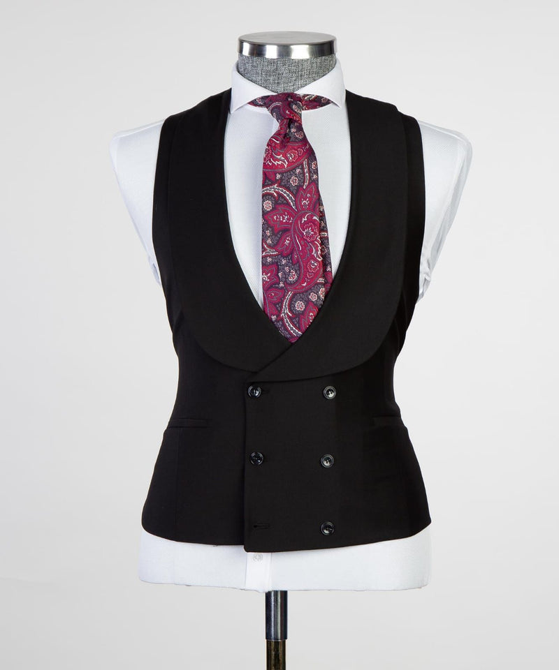 Stylish Black Peaked Lapel Bespoke Men's Suits for Business