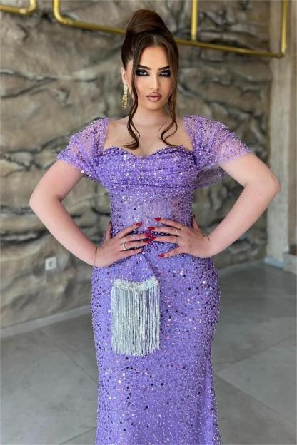 Off the Shoulder Sequins Sweetheart Mermaid Long Formal Dress With Beadings