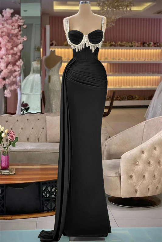 Gorgeous Straps Sleeveless Long Mermaid Evening Dress With Tassels