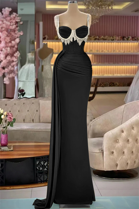 Gorgeous Straps Sleeveless Long Mermaid Evening Dress With Tassels