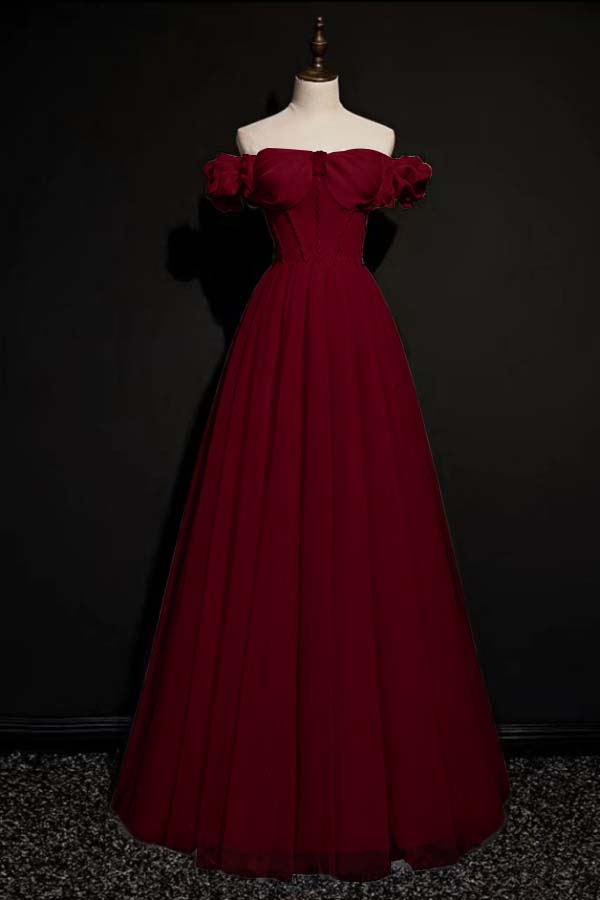 Pink Bow-Neck Off-The-Shoulder Beadings Prom Dress