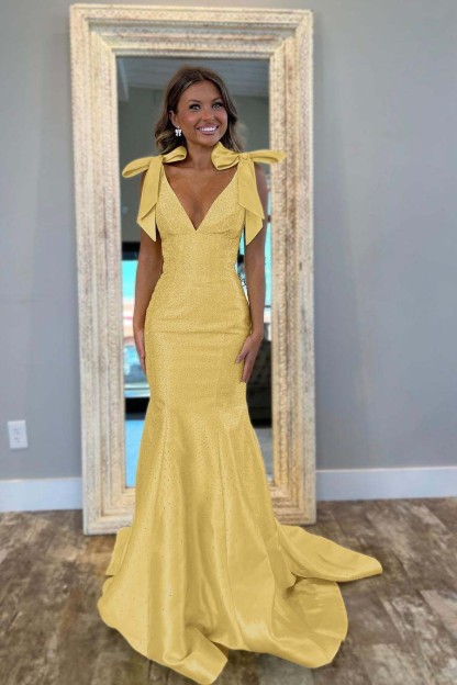 Straps V Neck Sleeveless Long Mermaid Formal Dress With Beading
