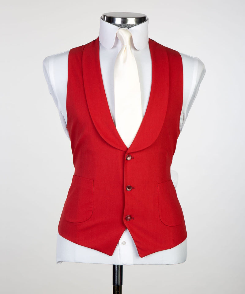 Red Peaked-Lapel Donald Bespoke Three-Piece Men's Suits