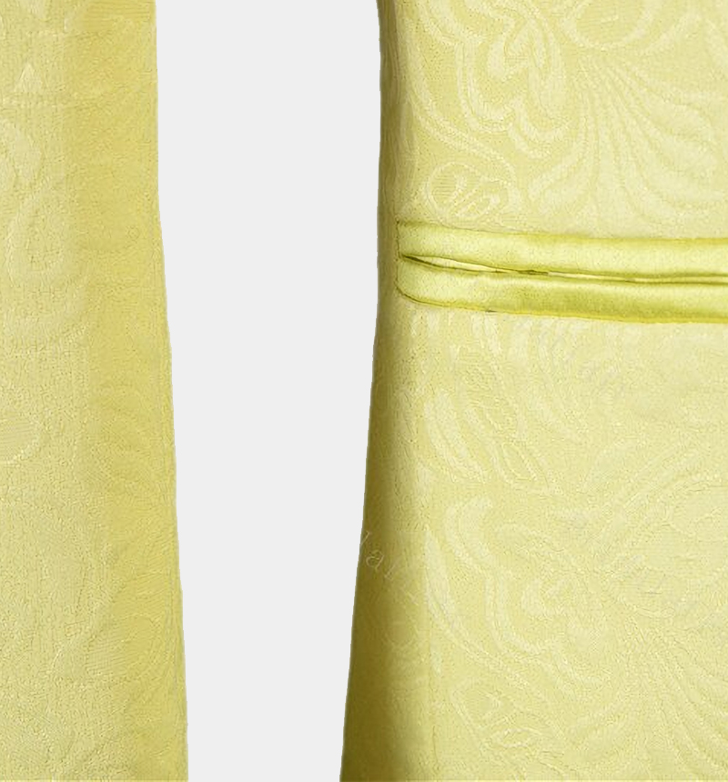 Fashion Yellow Jacquard Three-Piece Shawl Lapel Morning Suit