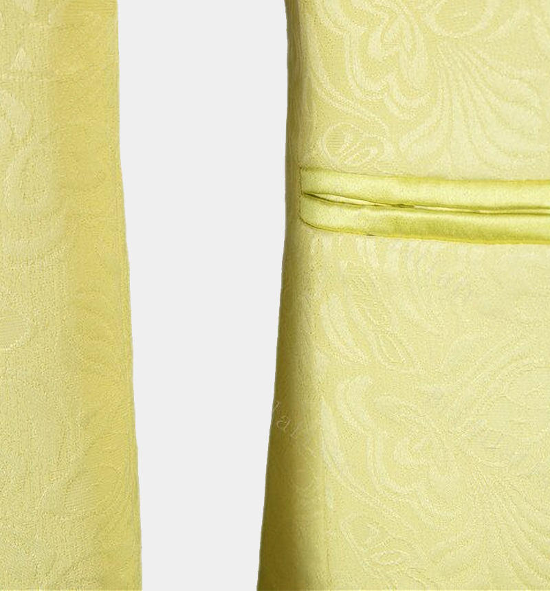 Fashion Yellow Jacquard Three-Piece Shawl Lapel Morning Suit