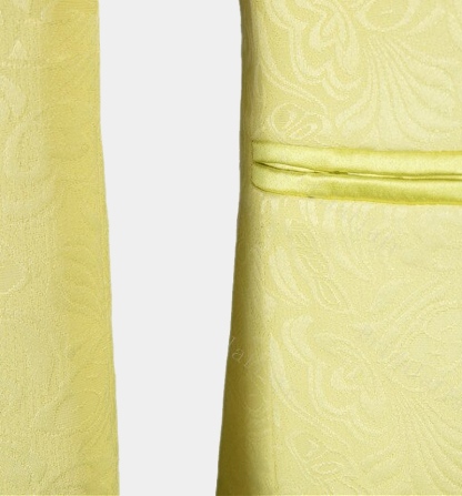 Fashion Yellow Jacquard Three-Piece Shawl Lapel Morning Suit