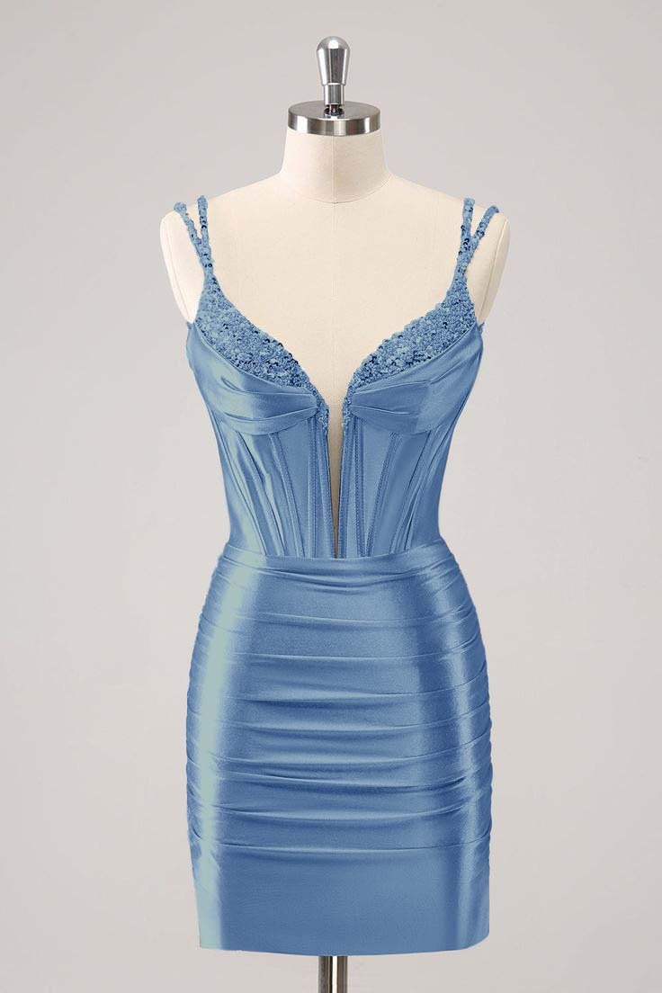 Black Sequins Short Mini cocktail Dress