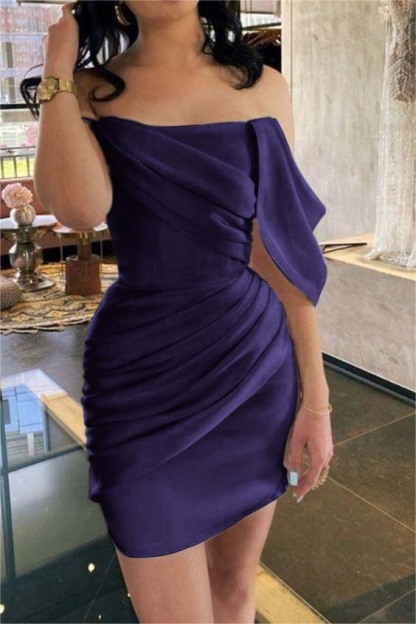 Elegant Strapless White Short Mini cocktail Dress With Pleats